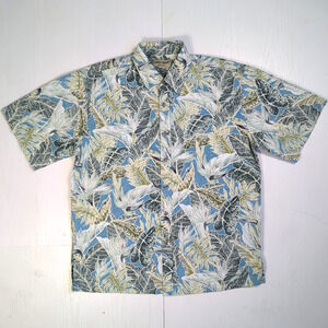 Cooke Street Honolulu Mens Hawaiian Aloha Shirt XL Blue Tropical Floral Button